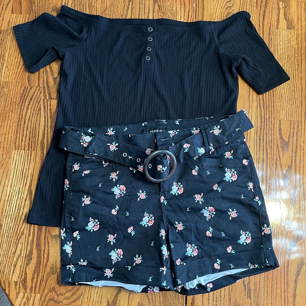 Torrid cold shoulder shirt and shorts
